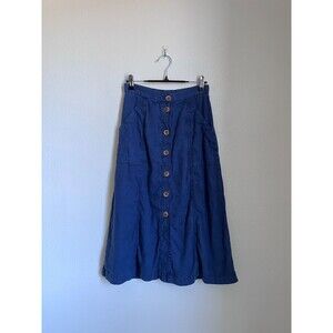Akemi + Kin Anthropologie Riverine Midi Skirt in Blue Size US 0